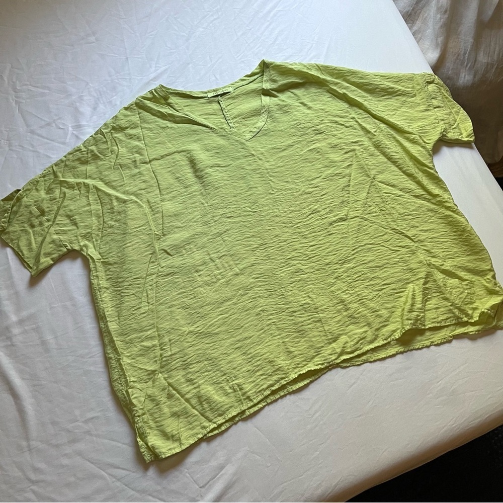 CUT LOOSE green v neck boxy short sleeve‎ oversized T-shirt top